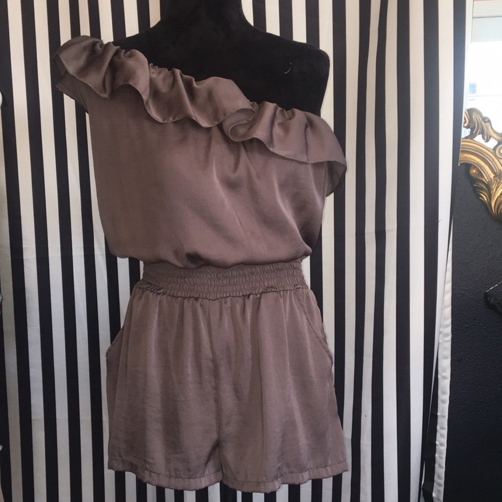 Taupe satin Romper